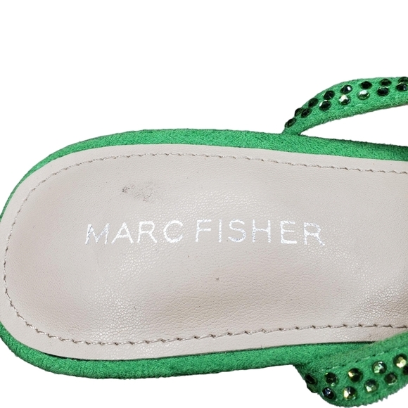 Marc Fisher | Batila Lime Green Embellished Open Toe Stiletto Heels Women's 7 - Picture 9 of 12
